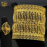 Dubai Bangle With Ring For Women African Plated Cuff Bracelet