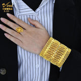 Dubai Bangle With Ring For Women African Plated Cuff Bracelet