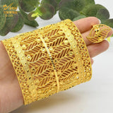 Dubai Bangle With Ring For Women African Plated Cuff Bracelet
