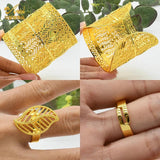 Dubai Bangle With Ring For Women African Plated Cuff Bracelet