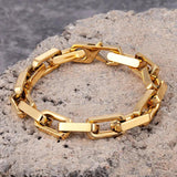 Men Stainless Steel Chain Link Bracelet Punk Motorcycle Accessories