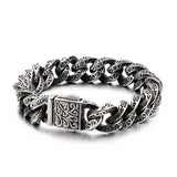 Retro Silver Cuban Bracelet Men 316 Stainless Steel Rock Jewelry