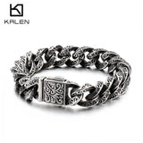 Retro Silver Cuban Bracelet Men 316 Stainless Steel Rock Jewelry