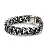 Retro Silver Cuban Bracelet Men 316 Stainless Steel Rock Jewelry