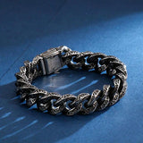 Retro Silver Cuban Bracelet Men 316 Stainless Steel Rock Jewelry