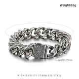 Retro Silver Cuban Bracelet Men 316 Stainless Steel Rock Jewelry