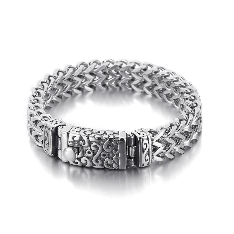 11mm Vintage Button Bracelet Men's Punk Rock Mesh Linking Chain Bracelet