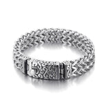 11mm Vintage Button Bracelet Men's Punk Rock Mesh Linking Chain Bracelet