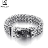 11mm Vintage Button Bracelet Men's Punk Rock Mesh Linking Chain Bracelet