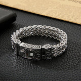 11mm Vintage Button Bracelet Men's Punk Rock Mesh Linking Chain Bracelet
