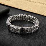 11mm Vintage Button Bracelet Men's Punk Rock Mesh Linking Chain Bracelet