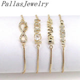 10Pcs Pave Zircon Mom Mama Chain Link Bracelet Lucky Jewelry Crystal Female