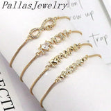 10Pcs Pave Zircon Mom Mama Chain Link Bracelet Lucky Jewelry Crystal Female