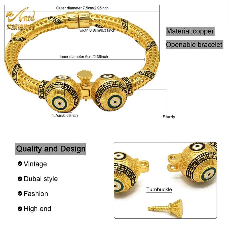 24K Copper Indian Bangle Dubai Jewellery Evil Eye Bangles Wedding