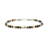 Men's Tiger Eye Stone Bracelet 4mm with Stainless Steel Adjustable Charm Bead