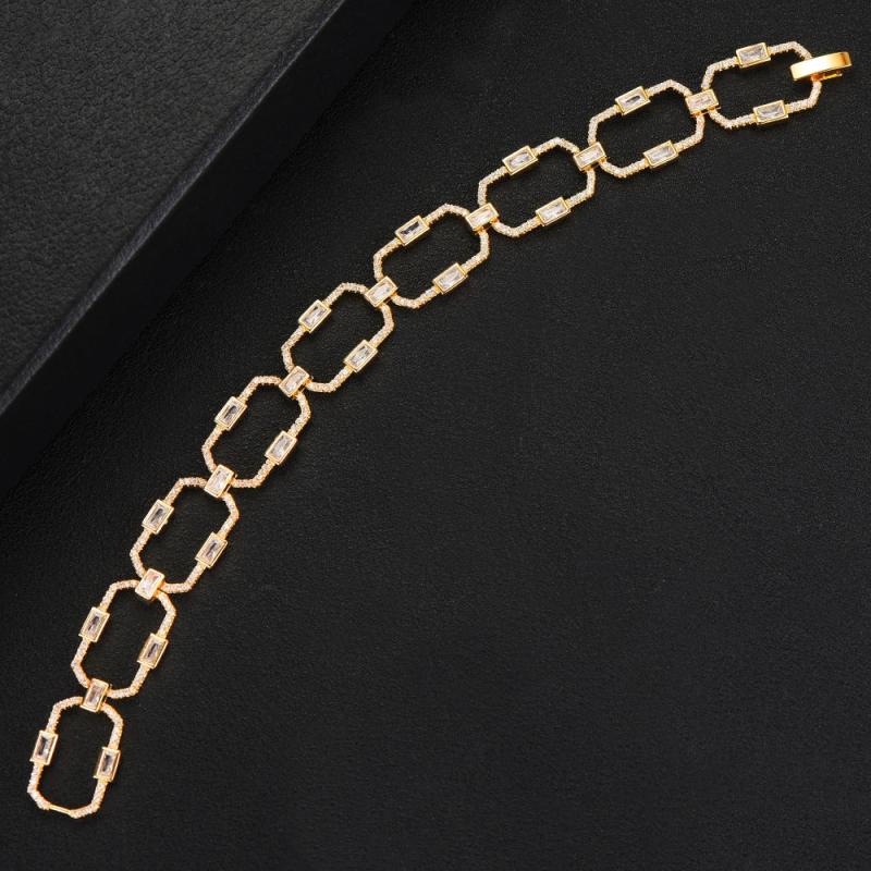 Vintage CZ Square Link Chain Bracelet for Women
