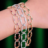 Vintage CZ Square Link Chain Bracelet for Women