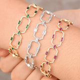 Vintage CZ Square Link Chain Bracelet for Women