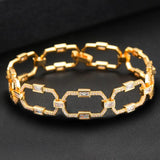 Vintage CZ Square Link Chain Bracelet for Women