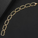 Vintage CZ Square Link Chain Bracelet for Women