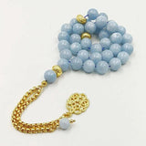 Aquamarine Stone Tasbih Bracelet Man's Misbaha Islamic Gift 33 45 66 99 Beads
