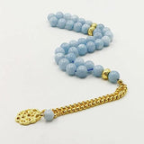 Aquamarine Stone Tasbih Bracelet Man's Misbaha Islamic Gift 33 45 66 99 Beads