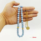Aquamarine Stone Tasbih Bracelet Man's Misbaha Islamic Gift 33 45 66 99 Beads