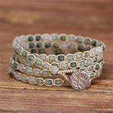 Beaded Braided Bracelets Natural Stones 5X Strands Wrap Bracelets