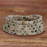 Beaded Braided Bracelets Natural Stones 5X Strands Wrap Bracelets