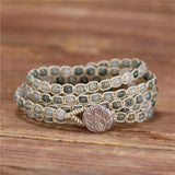 Beaded Braided Bracelets Natural Stones 5X Strands Wrap Bracelets