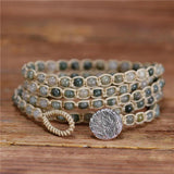 Beaded Braided Bracelets Natural Stones 5X Strands Wrap Bracelets
