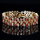 Yellow Plated Wedding Bracelet with Big Cubic Zirconia
