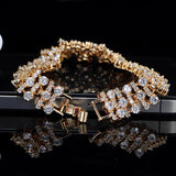 Yellow Plated Wedding Bracelet with Big Cubic Zirconia