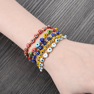 10Pcs Colorful Eyes Charm Bracelets Resin Beads Elastic Jewelry