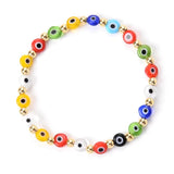 10Pcs Colorful Eyes Charm Bracelets Resin Beads Elastic Jewelry