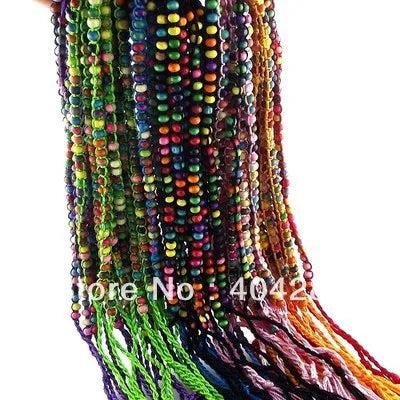50pcs Colorful Small Wood Bead Friendship Bracelet B101