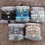 Boho 6pc Beaded Stack Bracelet Set For Women