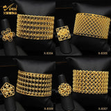 24K Dubai Woman Bracelet Tassels Cuff with Ring Bridal Bangles