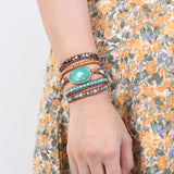 Fancy Wrap Bracelets Natural Stone Beaded 5X Statement Bohemian Jewelry
