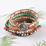 Fancy Wrap Bracelets Natural Stone Beaded 5X Statement Bohemian Jewelry