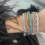 Turquoise Stone Rhinestone Bracelet Cuff for Women
