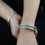 Turquoise Stone Rhinestone Bracelet Cuff for Women