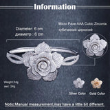 Nigerian Open Cuff Bangle Big Flower CZ Stone Women Jewelry