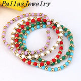 10Pcs Colorful Beads Bracelet Boho Bracelets 4mm Plated Copper Stretch Jewelry