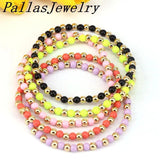 10Pcs Colorful Beads Bracelet Boho Bracelets 4mm Plated Copper Stretch Jewelry