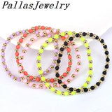 10Pcs Colorful Beads Bracelet Boho Bracelets 4mm Plated Copper Stretch Jewelry