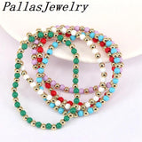 10Pcs Colorful Beads Bracelet Boho Bracelets 4mm Plated Copper Stretch Jewelry
