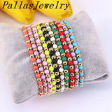 10Pcs Colorful Beads Bracelet Boho Bracelets 4mm Plated Copper Stretch Jewelry