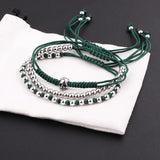 Stainless Steel Beads Skull Macrame Bracelet Set