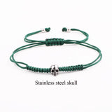 Stainless Steel Beads Skull Macrame Bracelet Set